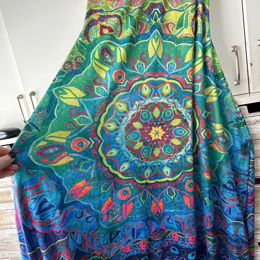 🌈 Boho Mandala Print Harem Jumpsuit Large Racerback Wide Leg - Picture 2 of 10